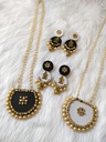 Black & White Long Mirror necklace with beads