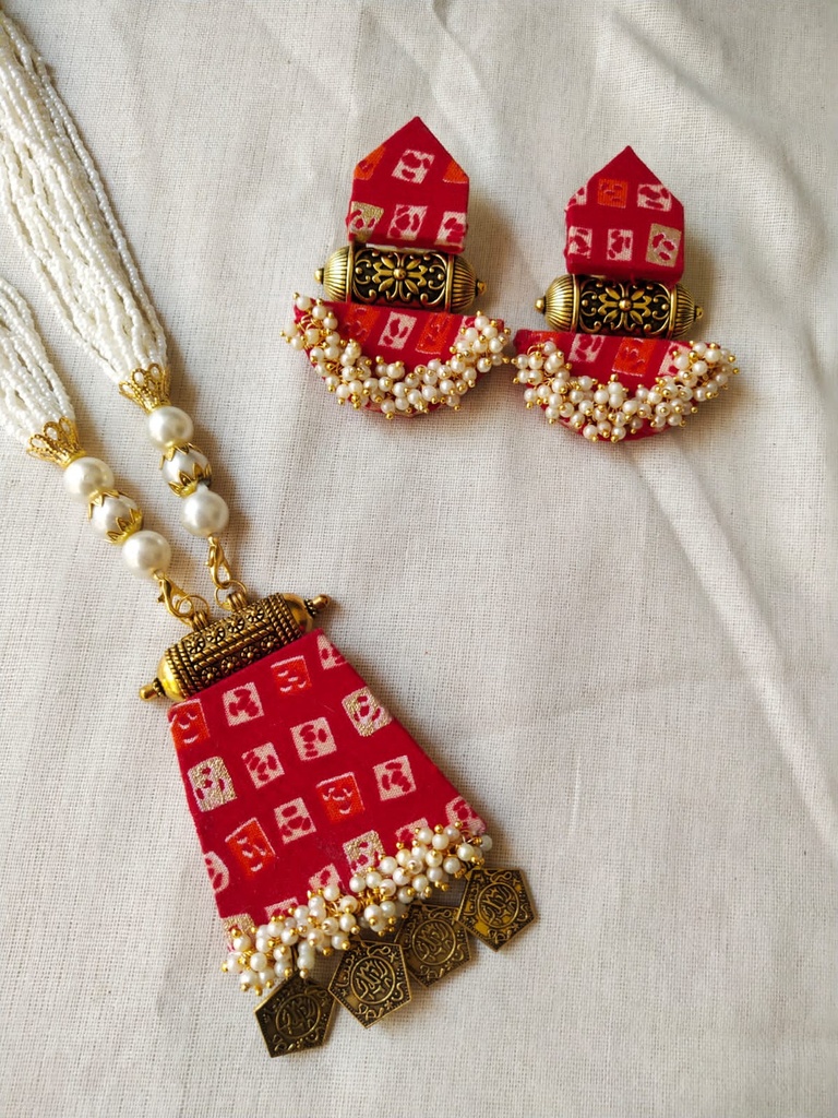 Traditional Jewelry in Badhni Pattern Nacklace - Earring