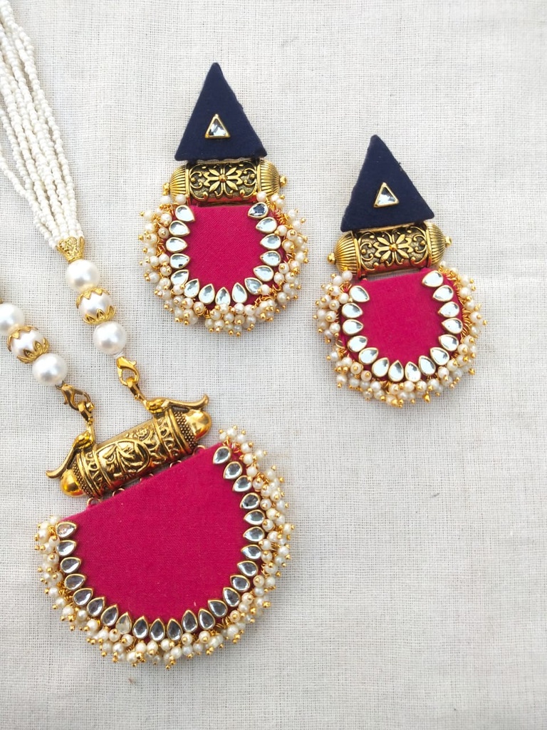  Pink Bandhej Fabric Customised Handmade Banjara Necklace