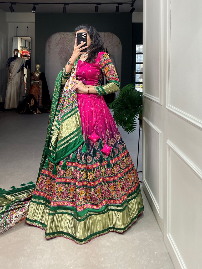  Gaji Silk Lagadi patta Lehenga