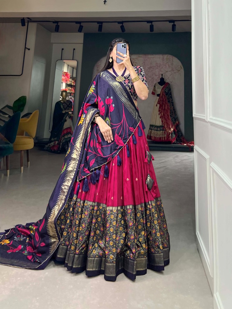 Tussar Silk  Foil Work Lehenga