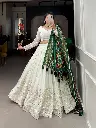 Georgette Lucknowi Lehenga choli(Green Dupatta)