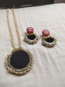 Black Round Long Nacklase with earring