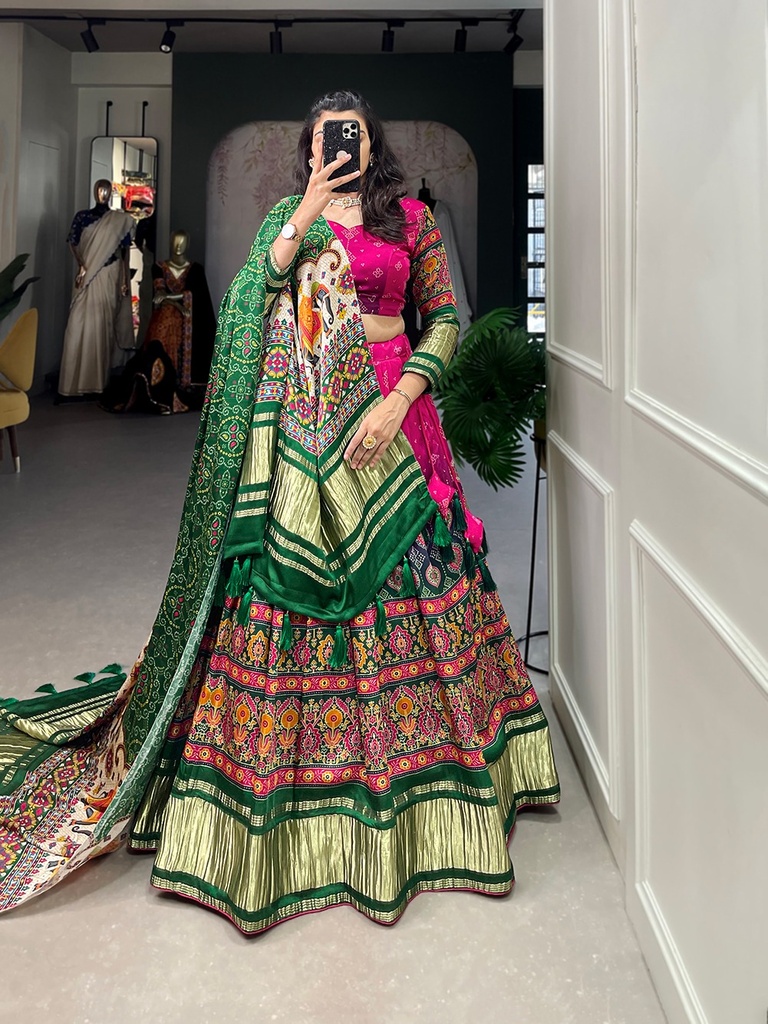  Gaji Silk Lagadi patta Lehenga