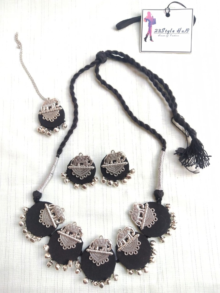 Hand made Black Choker Necklace in Elephant