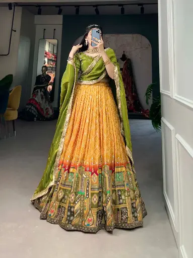 Viscose Jacquard Lehenga Choli(yellow)