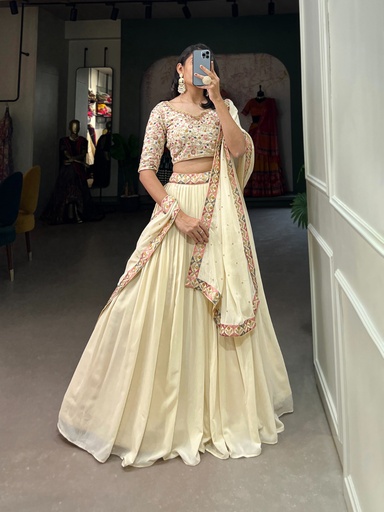 White Exquisitely Embroidered Lehenga Choli