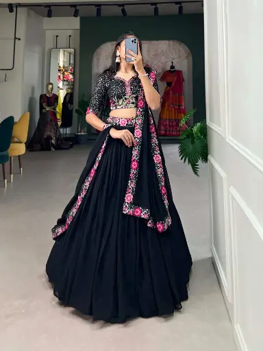 Adorned Sequins Georgette Lehenga Choli