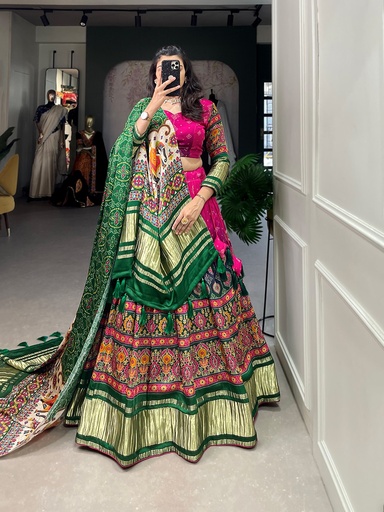  Gaji Silk Lagadi patta Lehenga