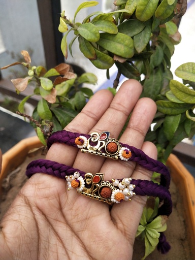 Personalized Bhai-Bhabhi Rudraksha Rakhi
