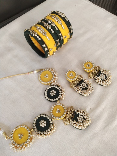 Wedding bells Choker set with earings  Also available Thread Bangles Totally customer choice