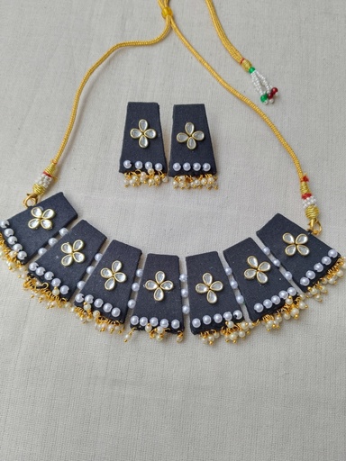 Handmade Fabric Choker\Neclace with Earrings