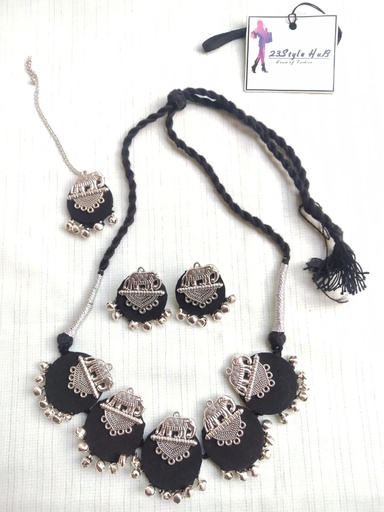 Hand made Black Choker Necklace in Elephant