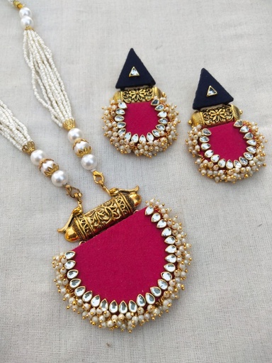  Pink Bandhej Fabric Customised Handmade Banjara Necklace